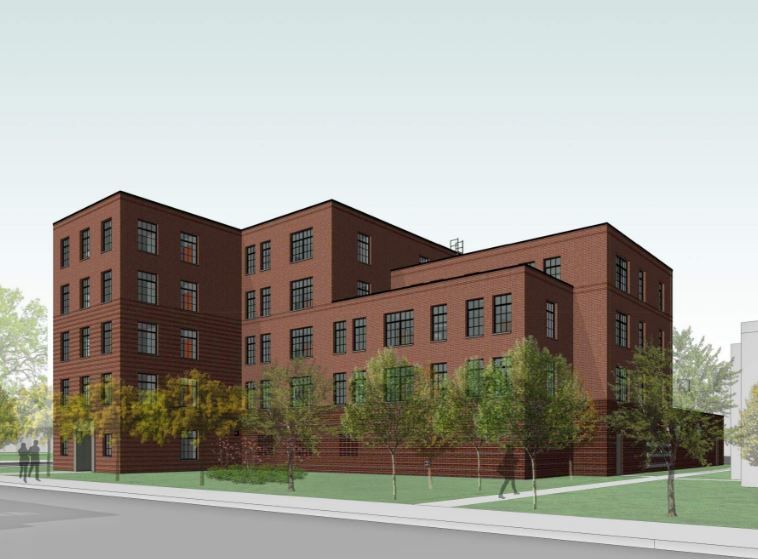 A rendering of the future Lathrop Homes residential building.
