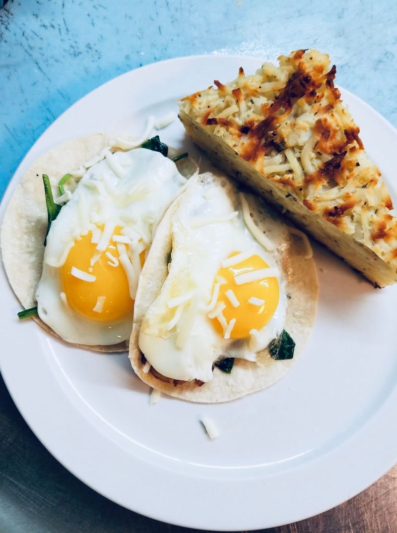 Egg tacos with crispy hash browns