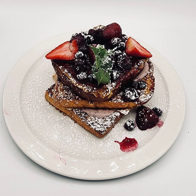 Berry french toast with powdered sugar