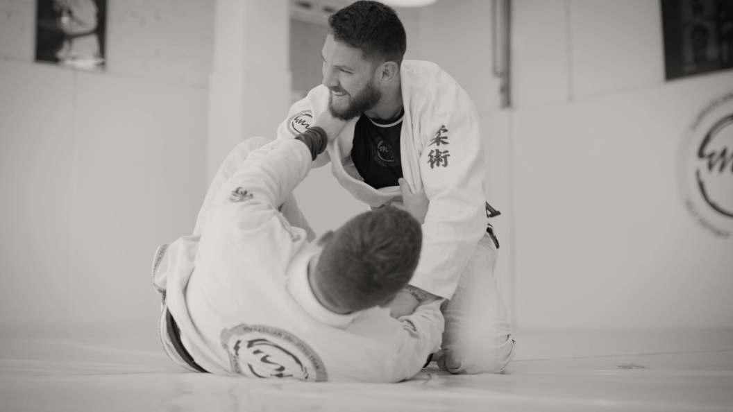 Two men practicing martial arts