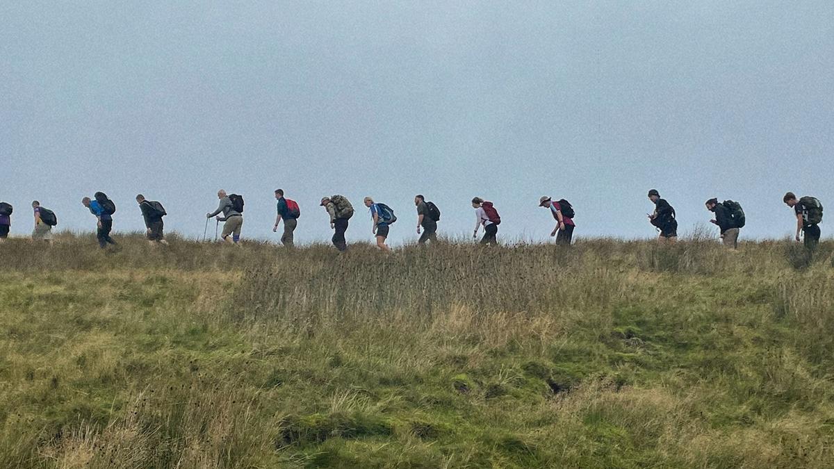 Steven and his group trekking one of the Yorkshire Three Peaks