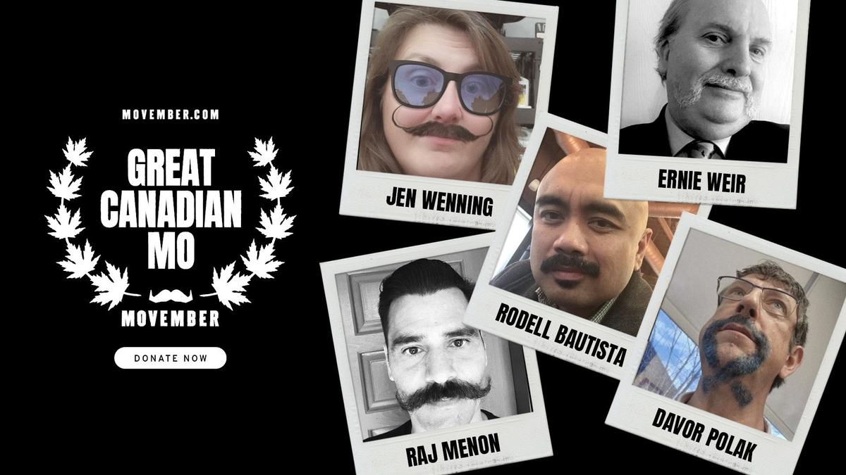 "Great Canadian Mo" with 5 separate photos of 4 Mo Bros and 1 Mo Sister