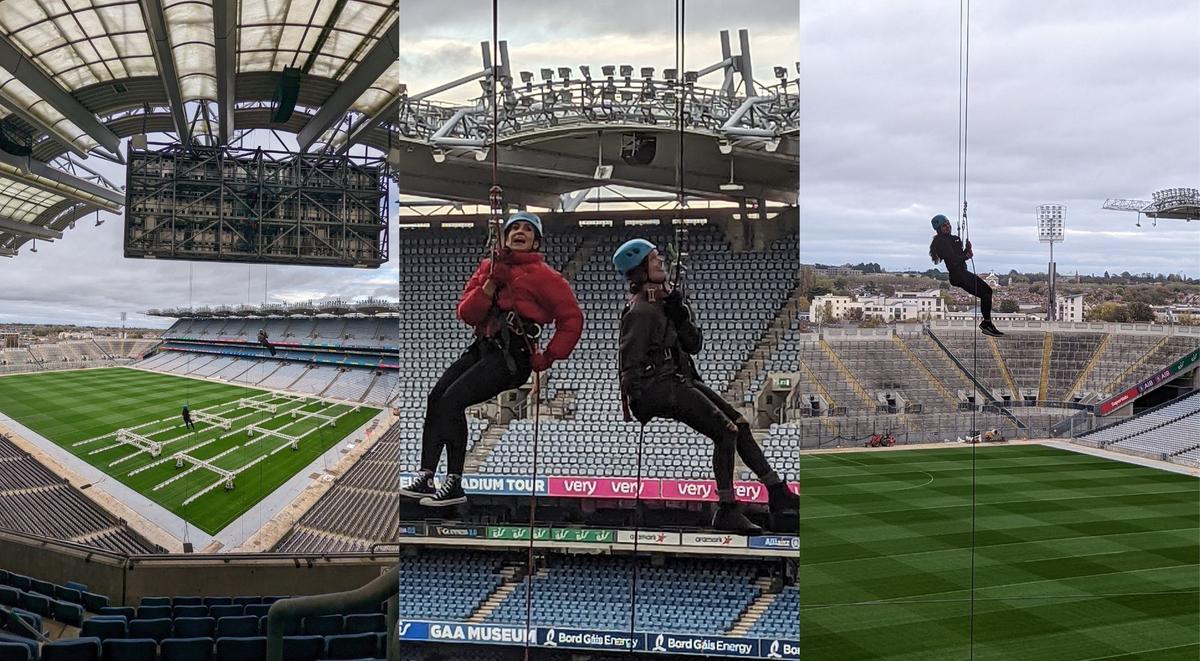 People abseiling.