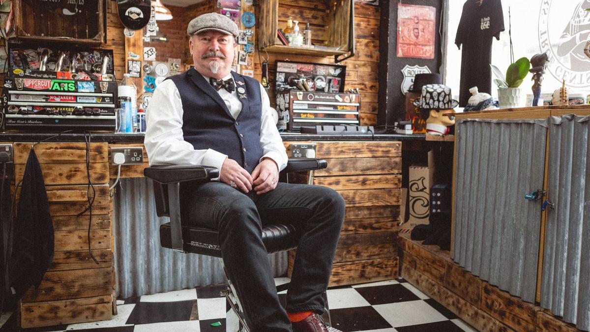 Man in a barber chair