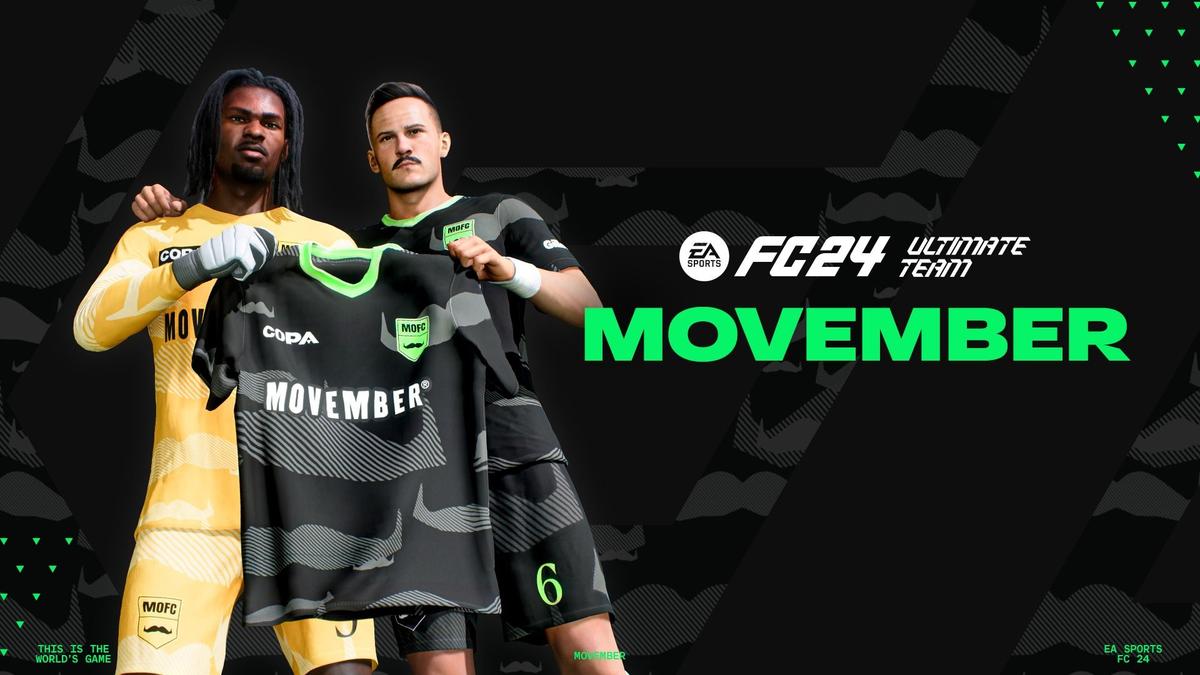 2 men holding the new movember football kit