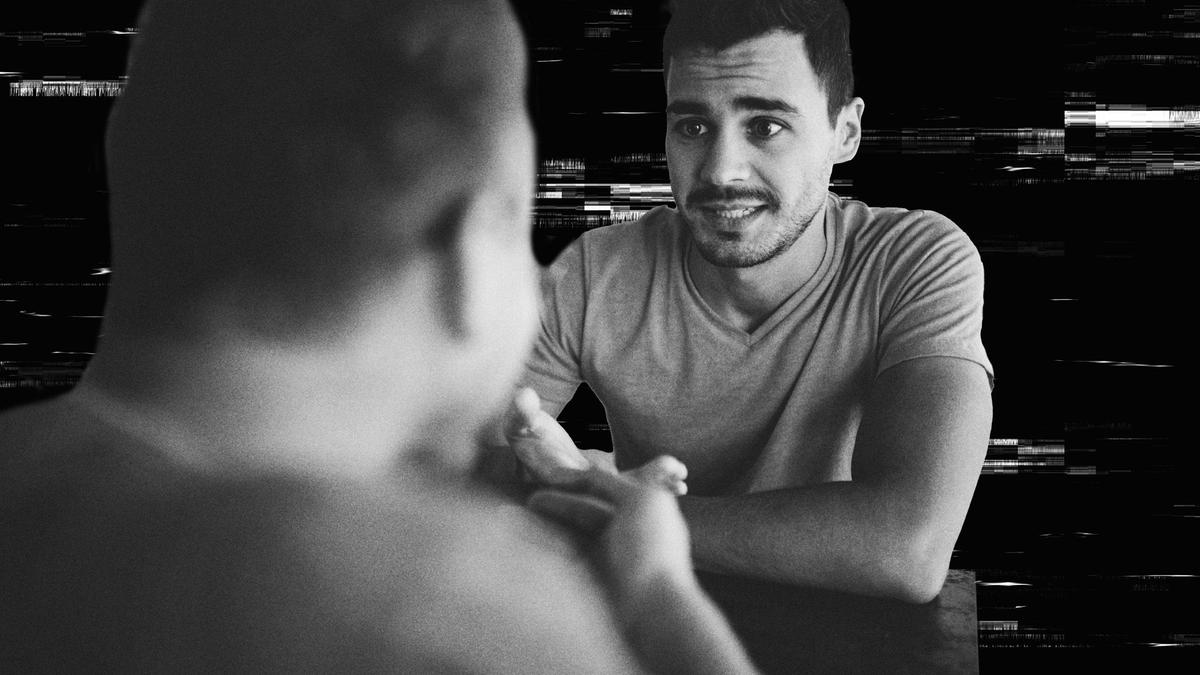 Two guys having a conversation.