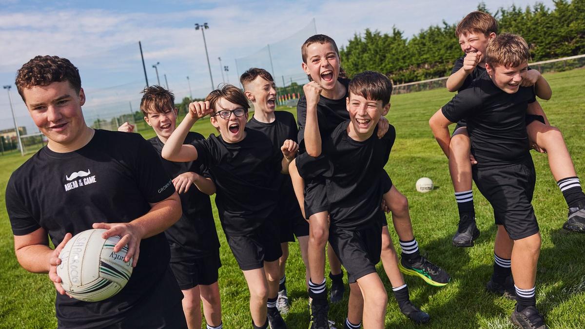 Young boys on a football field