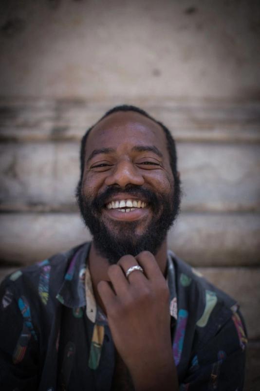 Close up of Black man smiling 