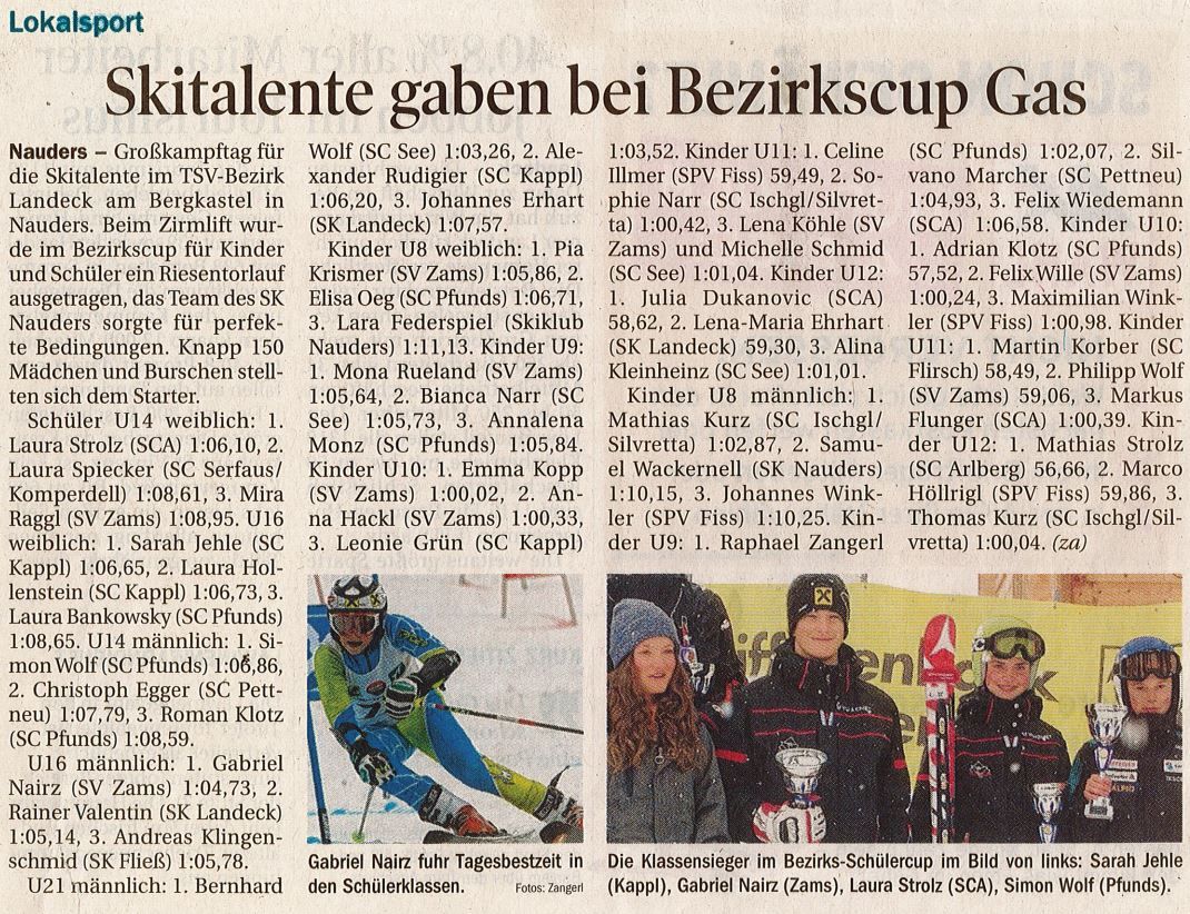 Skitalente gaben bei Bezirkscup Gas -  Bezirks - Schüler- & Jugendcup Feb. 2014