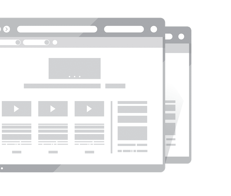 Wireframe of a web page layout with video panels