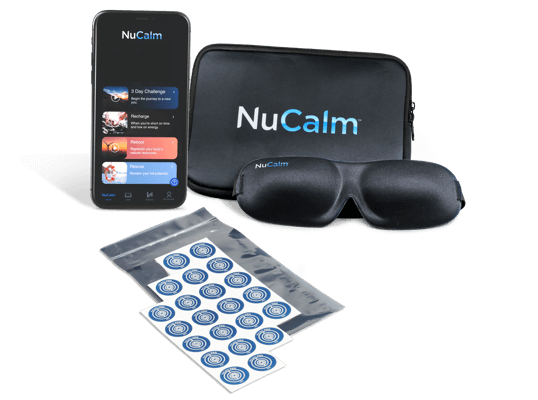 NuCalm system, including the app, Bio Signal discs and eye mask