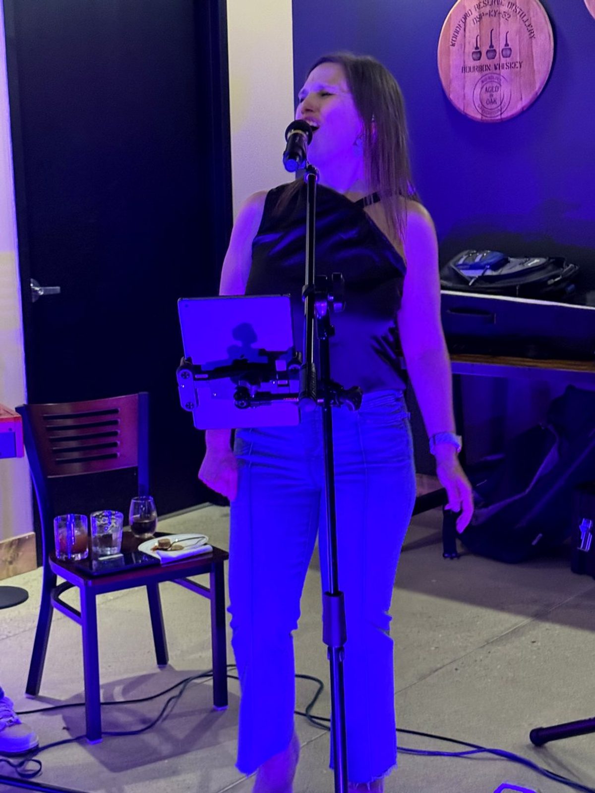 Ashley at the mic, lead vocals
