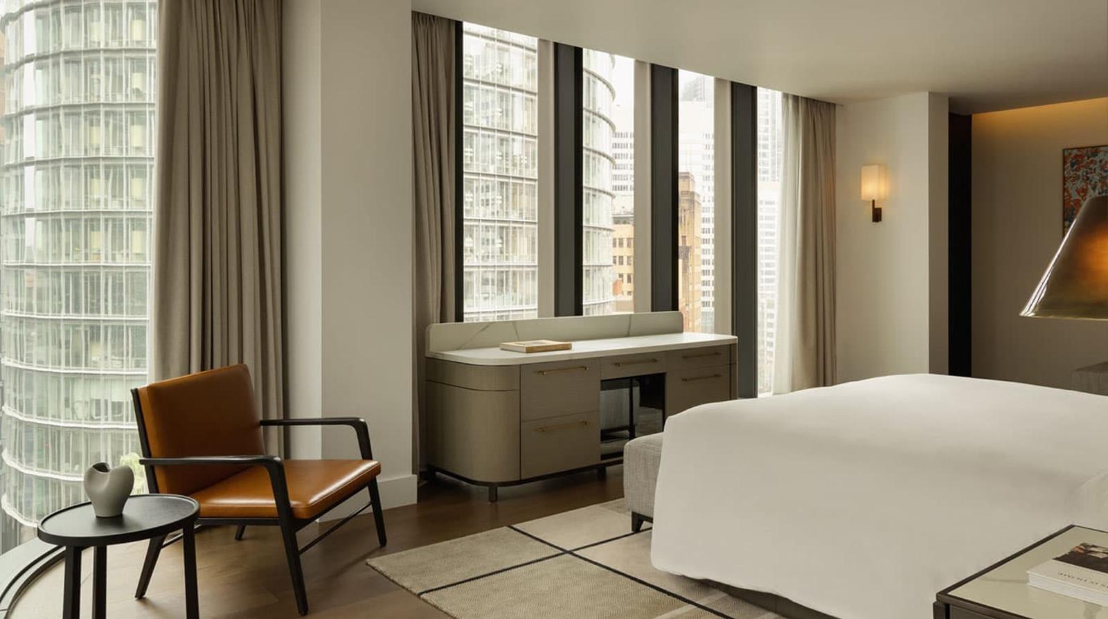 A Skyline Room, looking onto the city towers