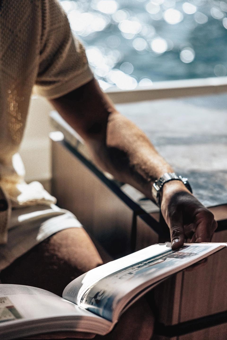 Orraia luxury yacht with talent on board enjoying the serene atmosphere.