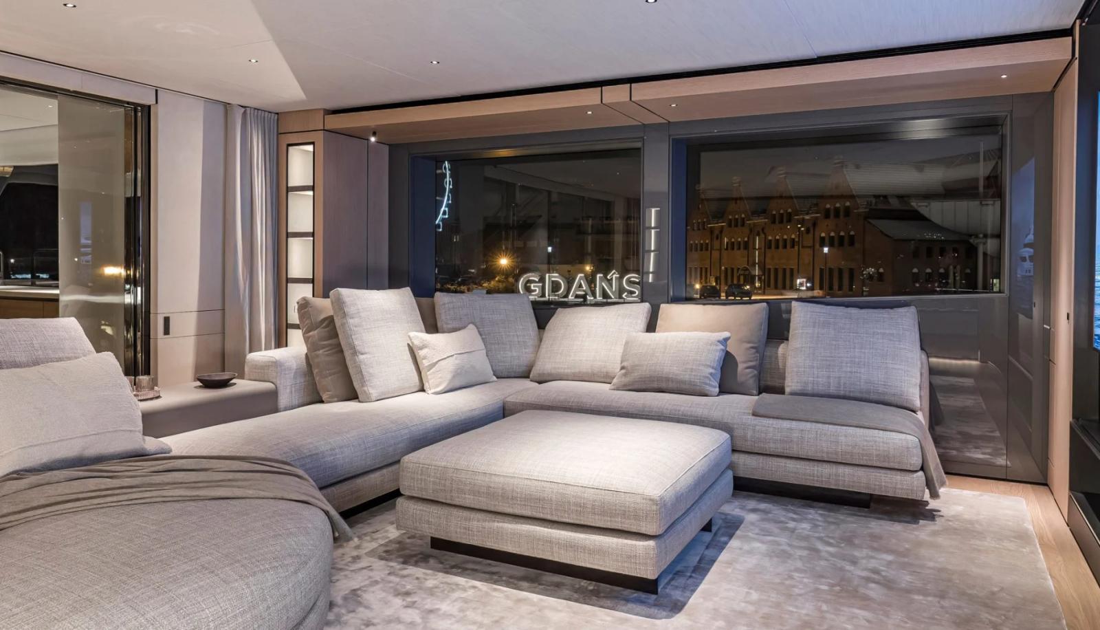 Ace — main salon corner sofa evening