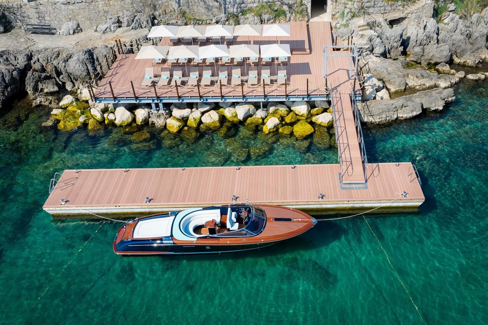 The hotel's Riva Aquariva Super at the private deck
