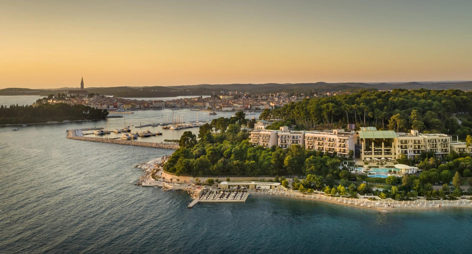 Rovinj and the Golden Cape at dusk