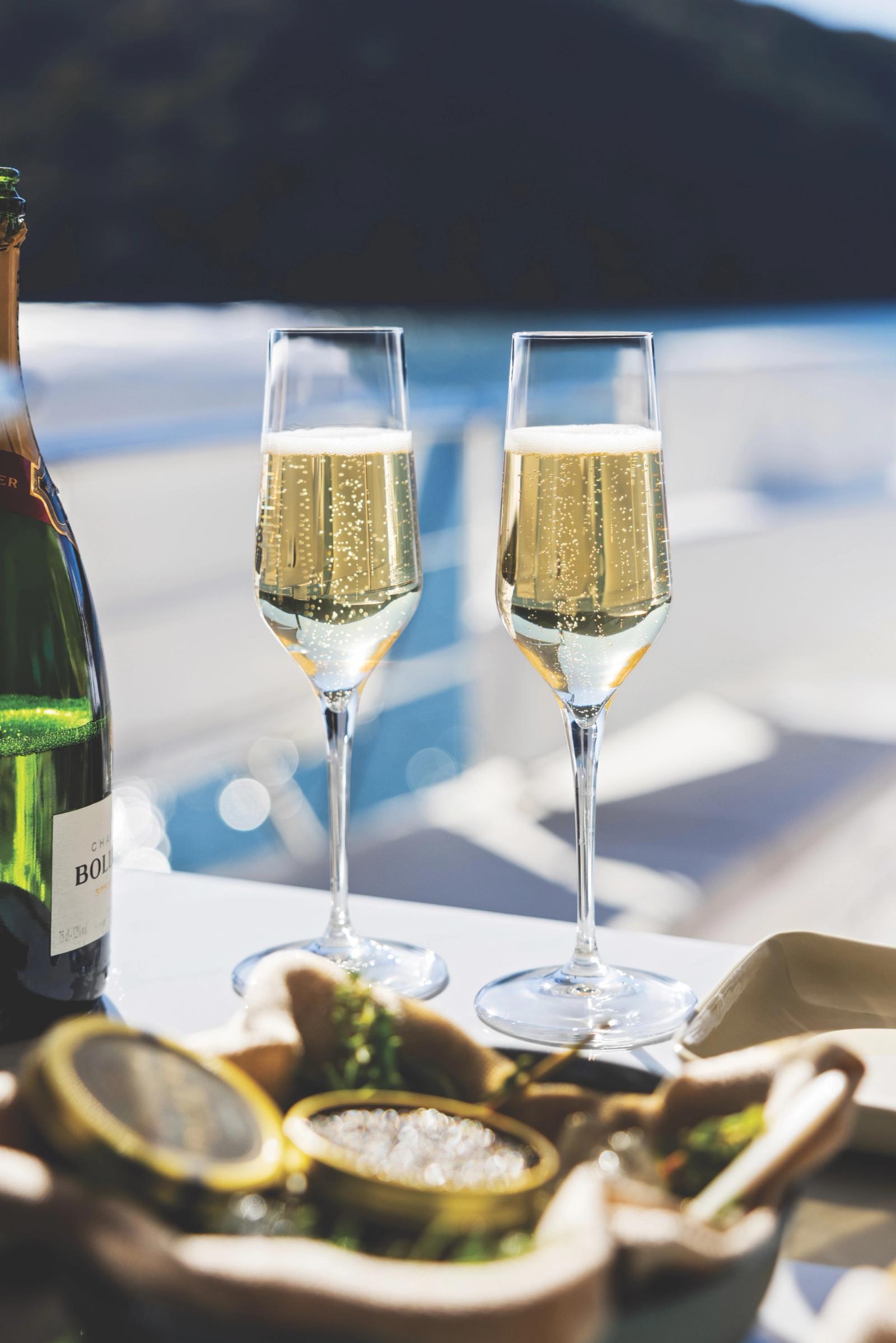 Champagne and caviar service on deck
