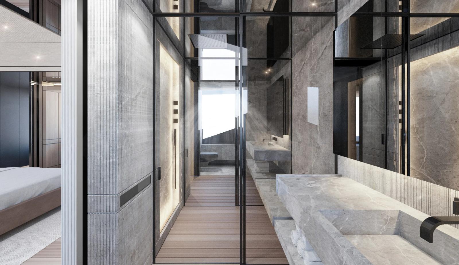 Ace — master bathroom grey marble