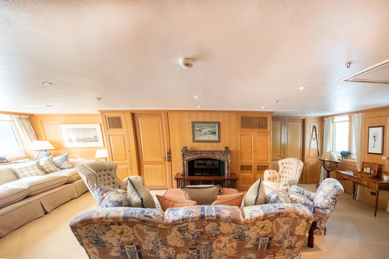 ARCTIC — main saloon fireplace wide