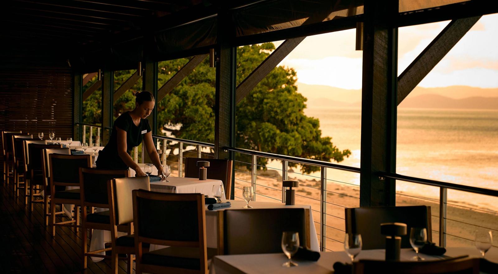 Dinner at Pebble Beach, looking over Dent Passage