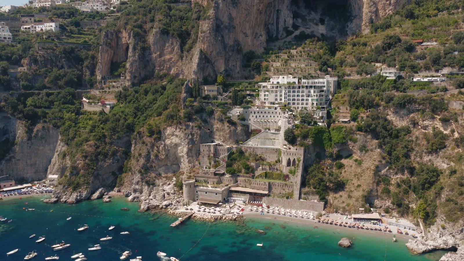 Borgo Santandrea and the Amalfi Coast from the air