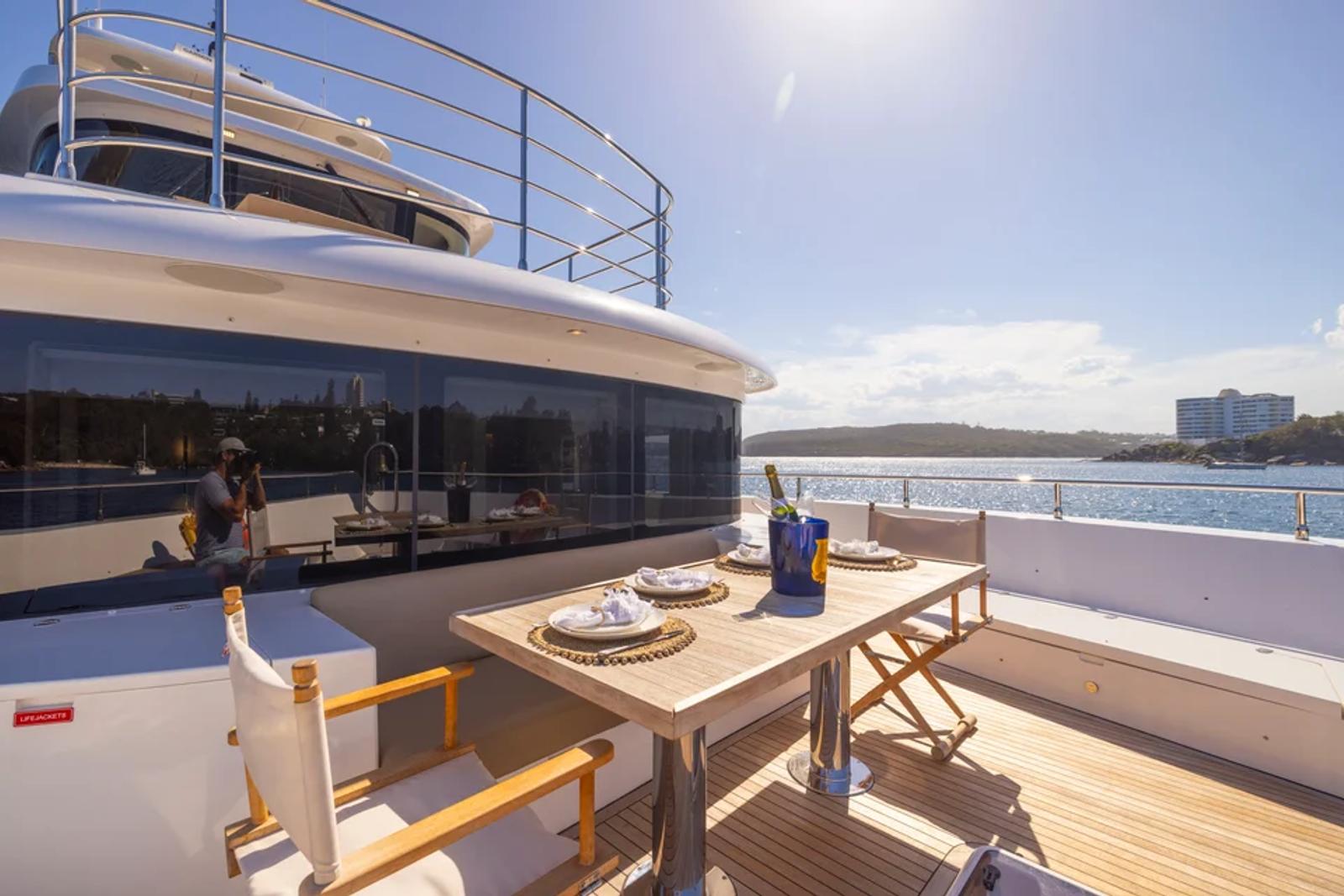 Bluestone 1 — aft deck dining sunlit