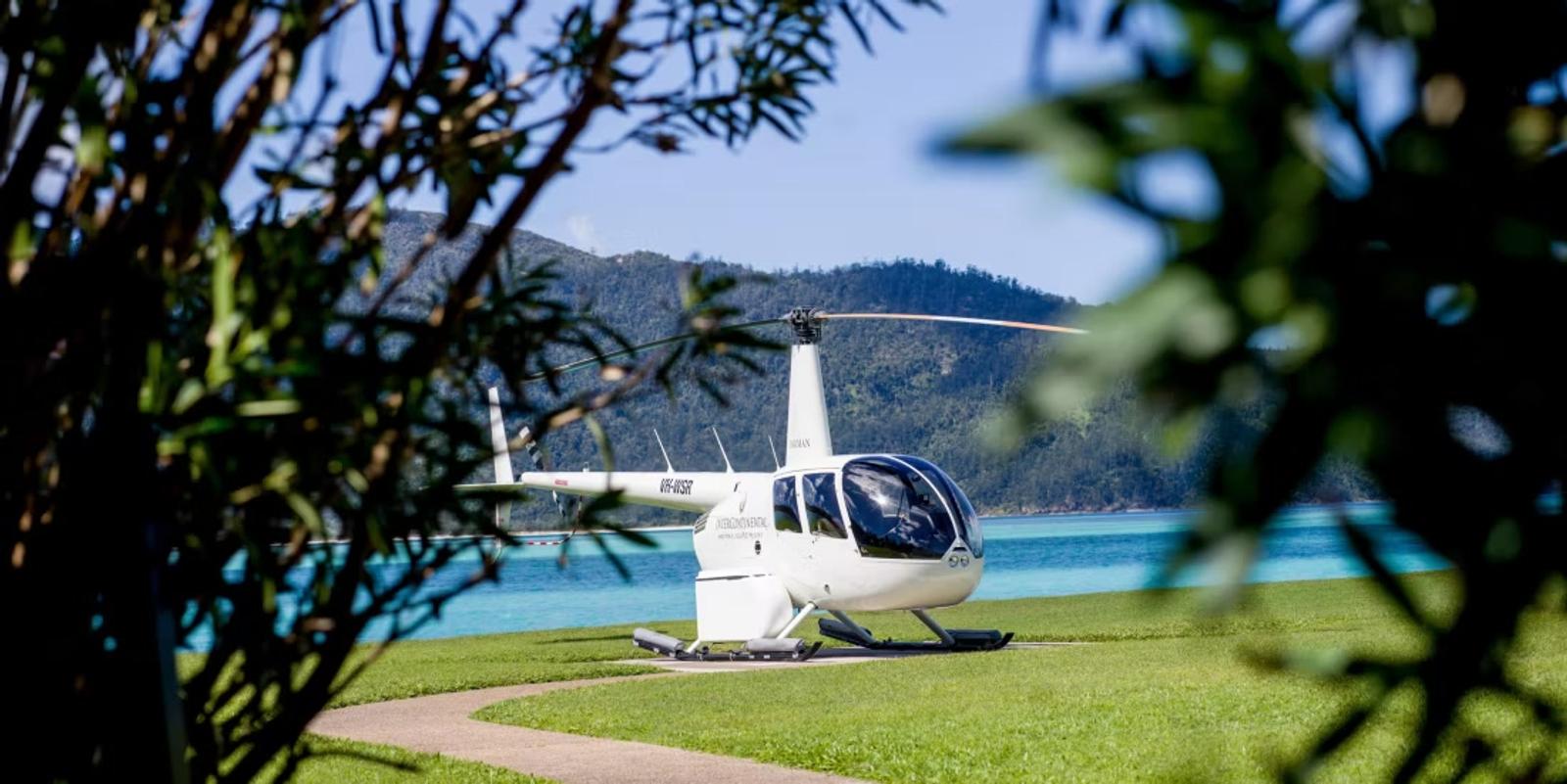 Resort helicopter on the Hayman Island helipad