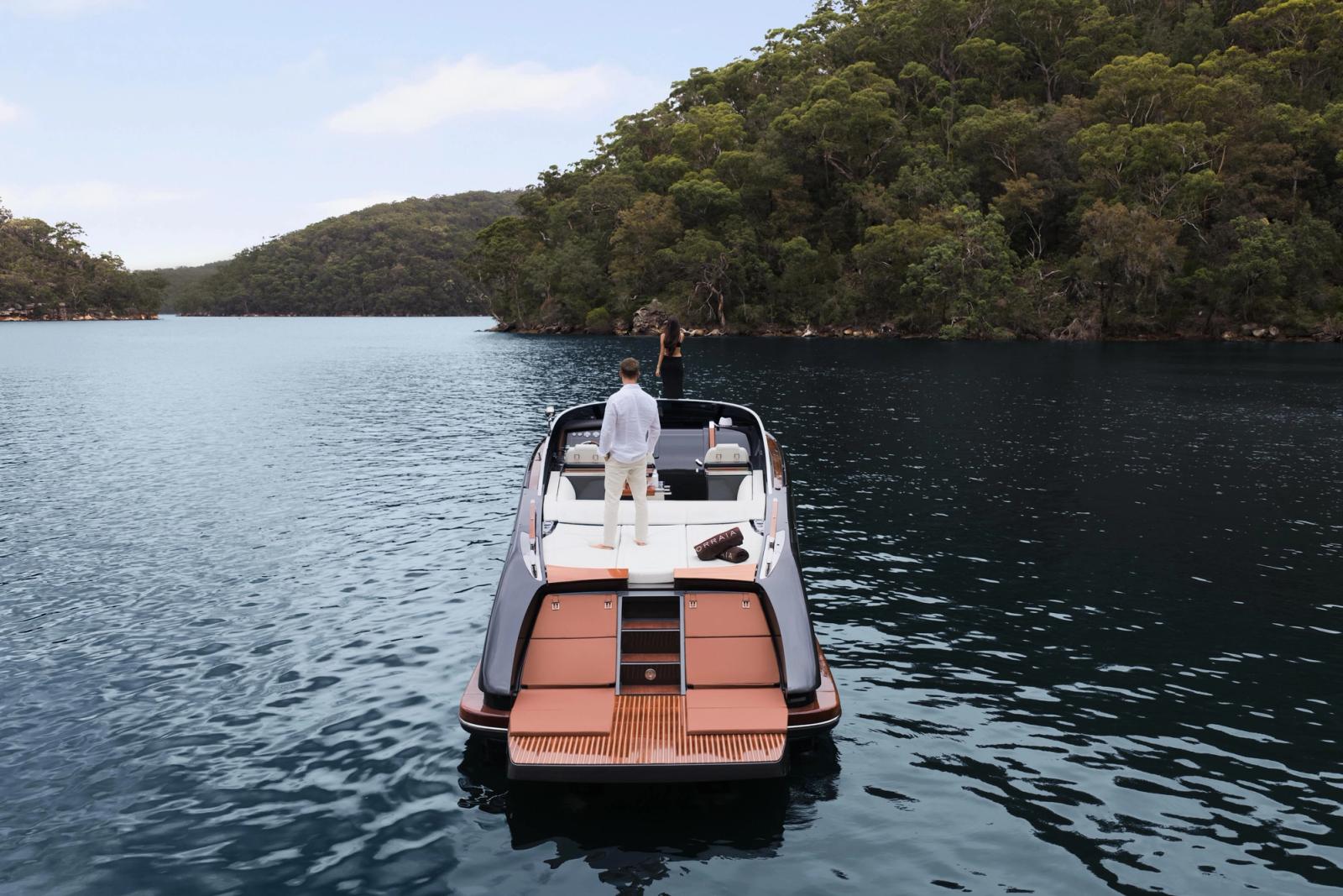 A couple at anchor aboard ORRAIA Riva