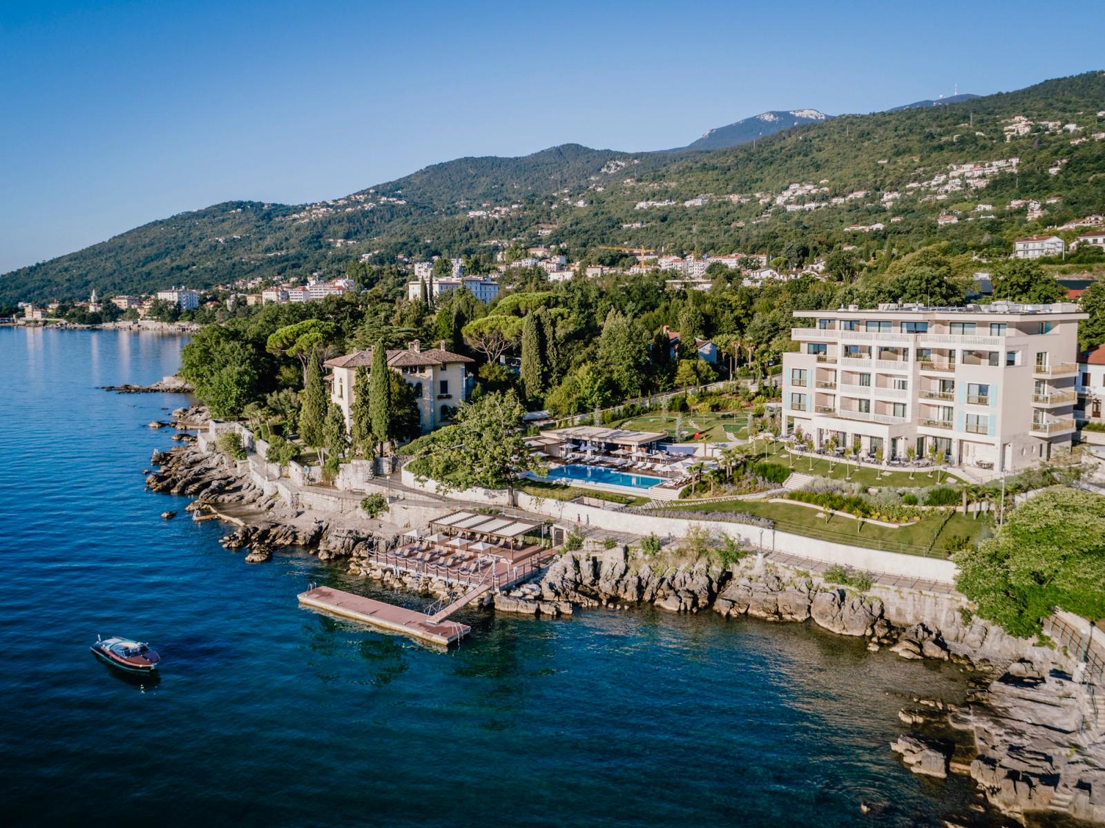 Ikador on the Opatija Riviera — sixteen rooms above its own deck and jetty