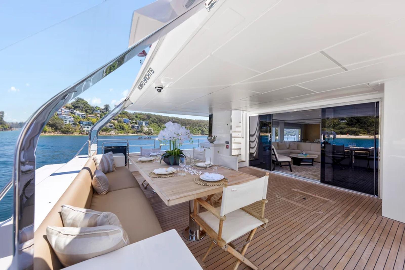 Bluestone 1 — aft deck dining salon doors
