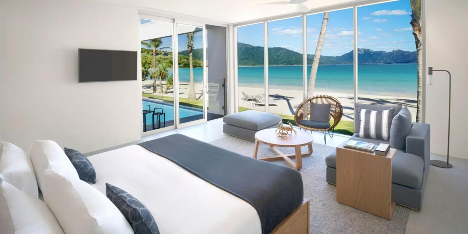Beach House bedroom with beachfront outlook