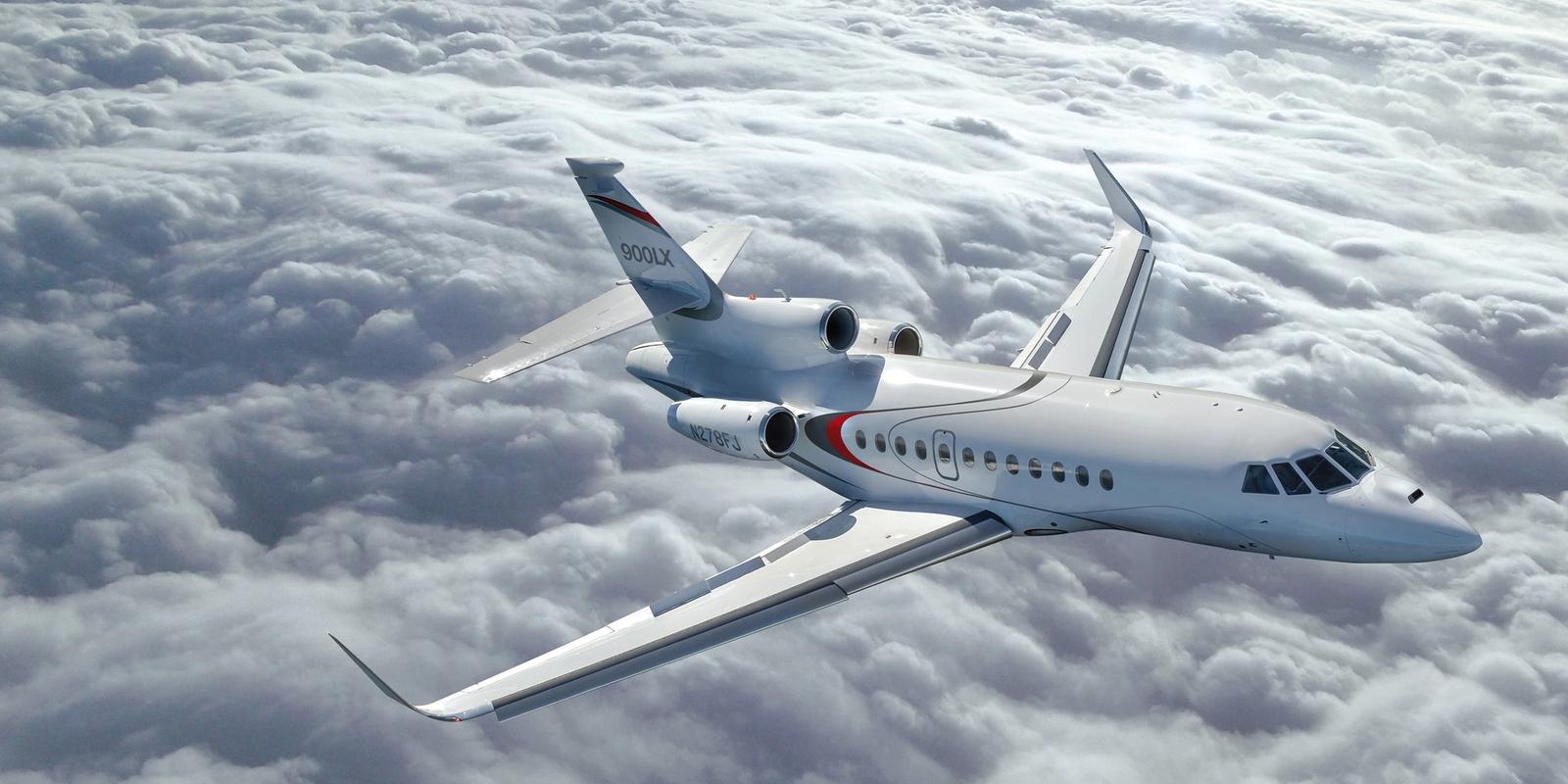 Dassault Falcon 900, a heavy jet private jet available for charter with ORRAIA