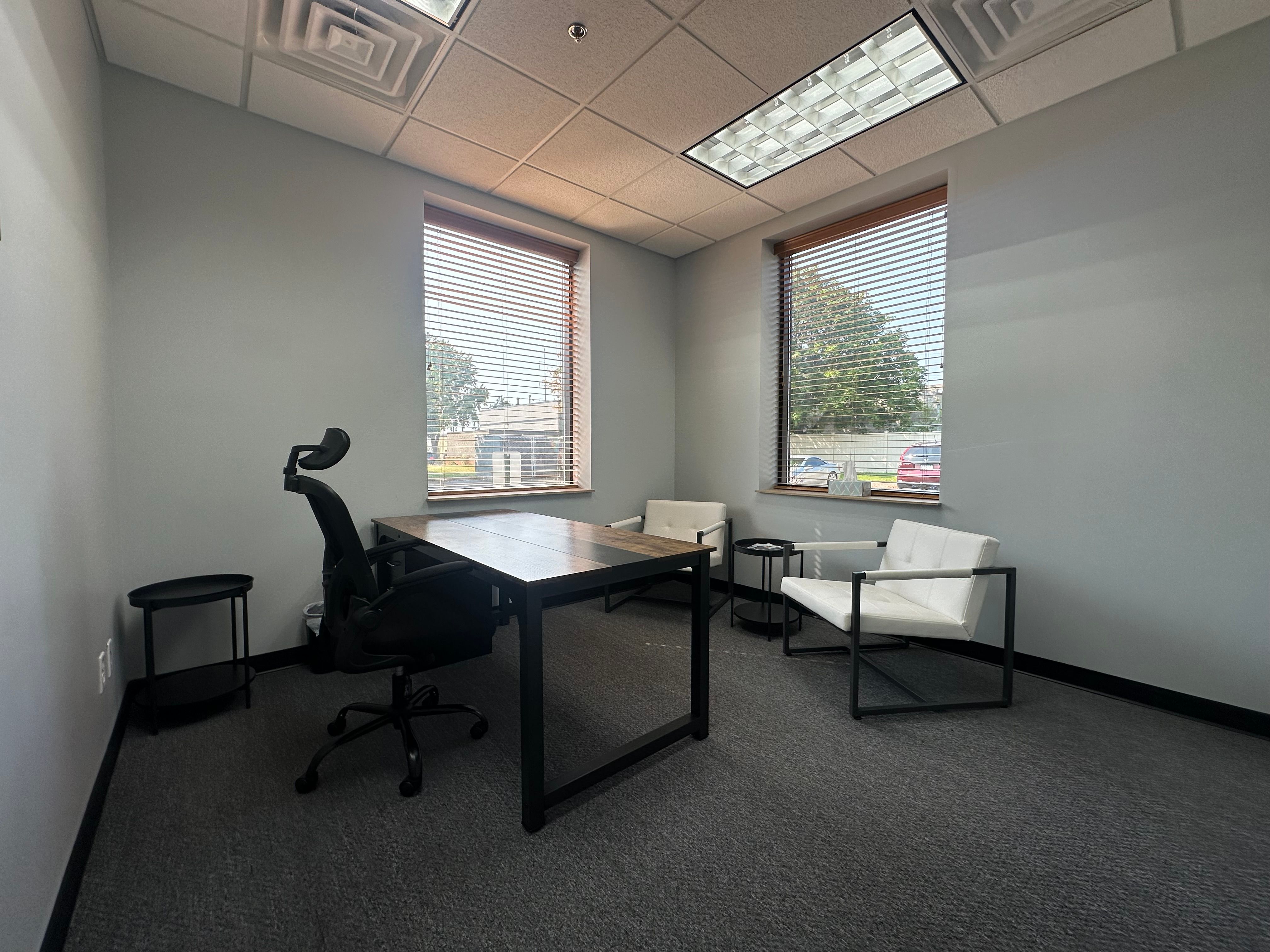Private office at Sota Workspaces. Includes a desk and chair, or you can bring your own furniture