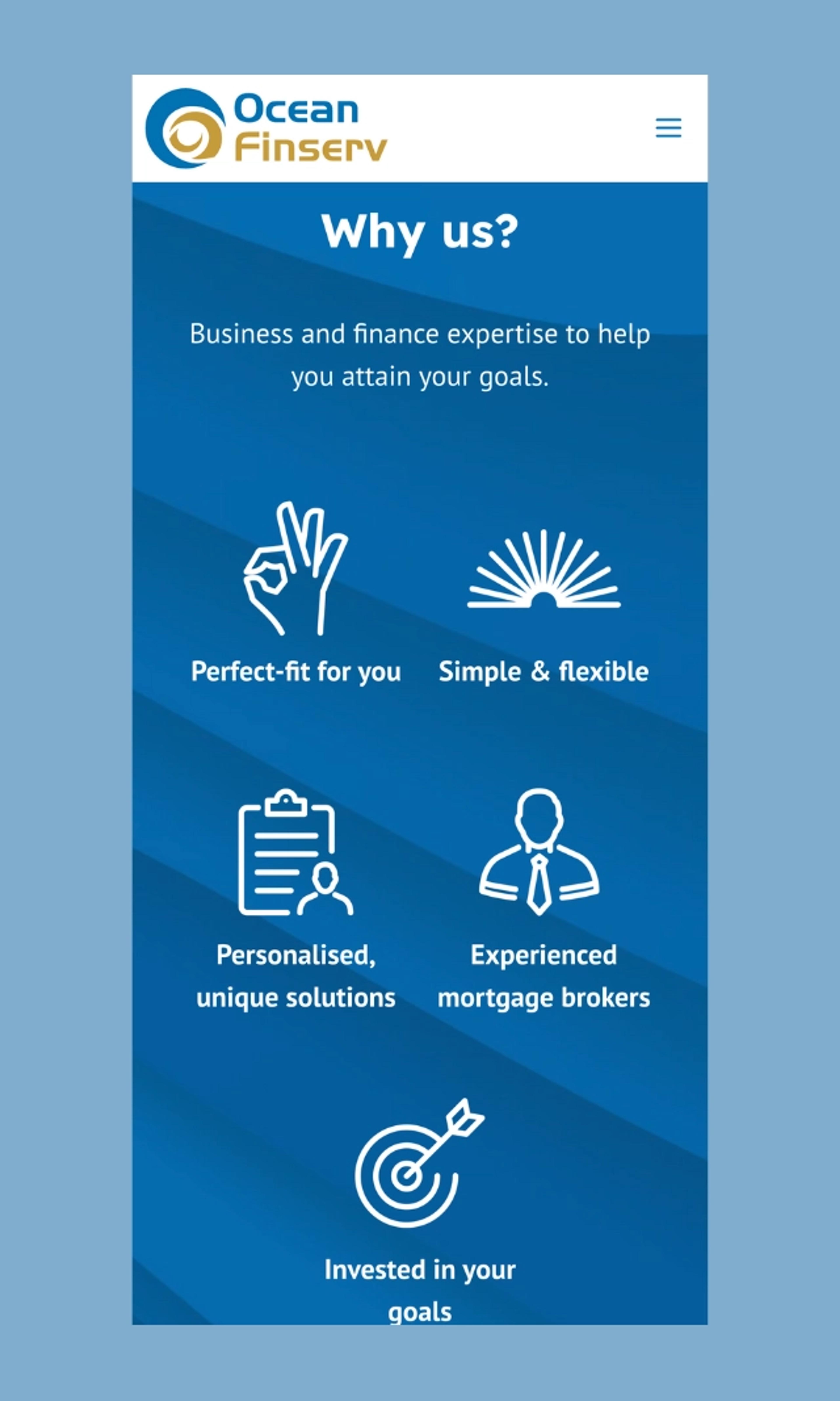 Ocean finserv icons mobile version