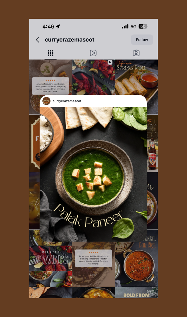 Social media post for curry craze