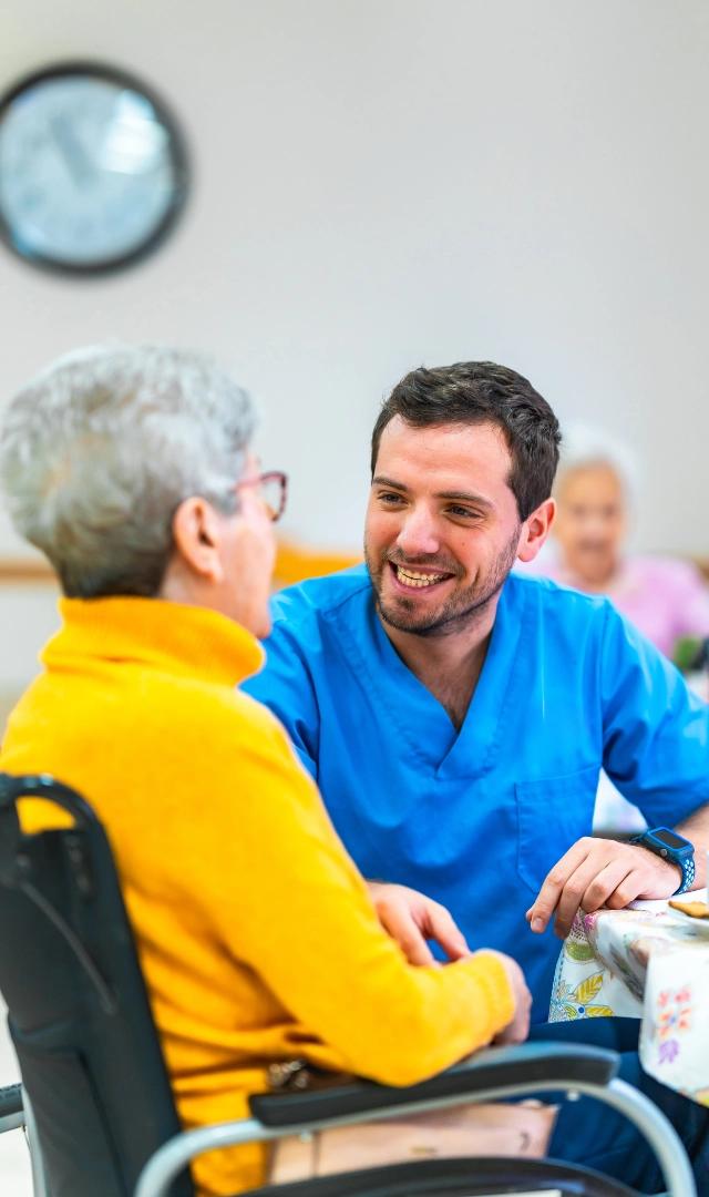 Chatting with the elderly