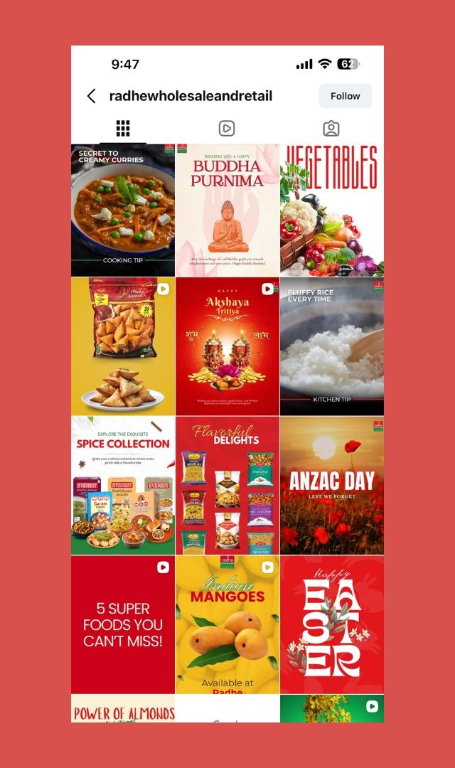 Radhe Wholesale Social Media grid