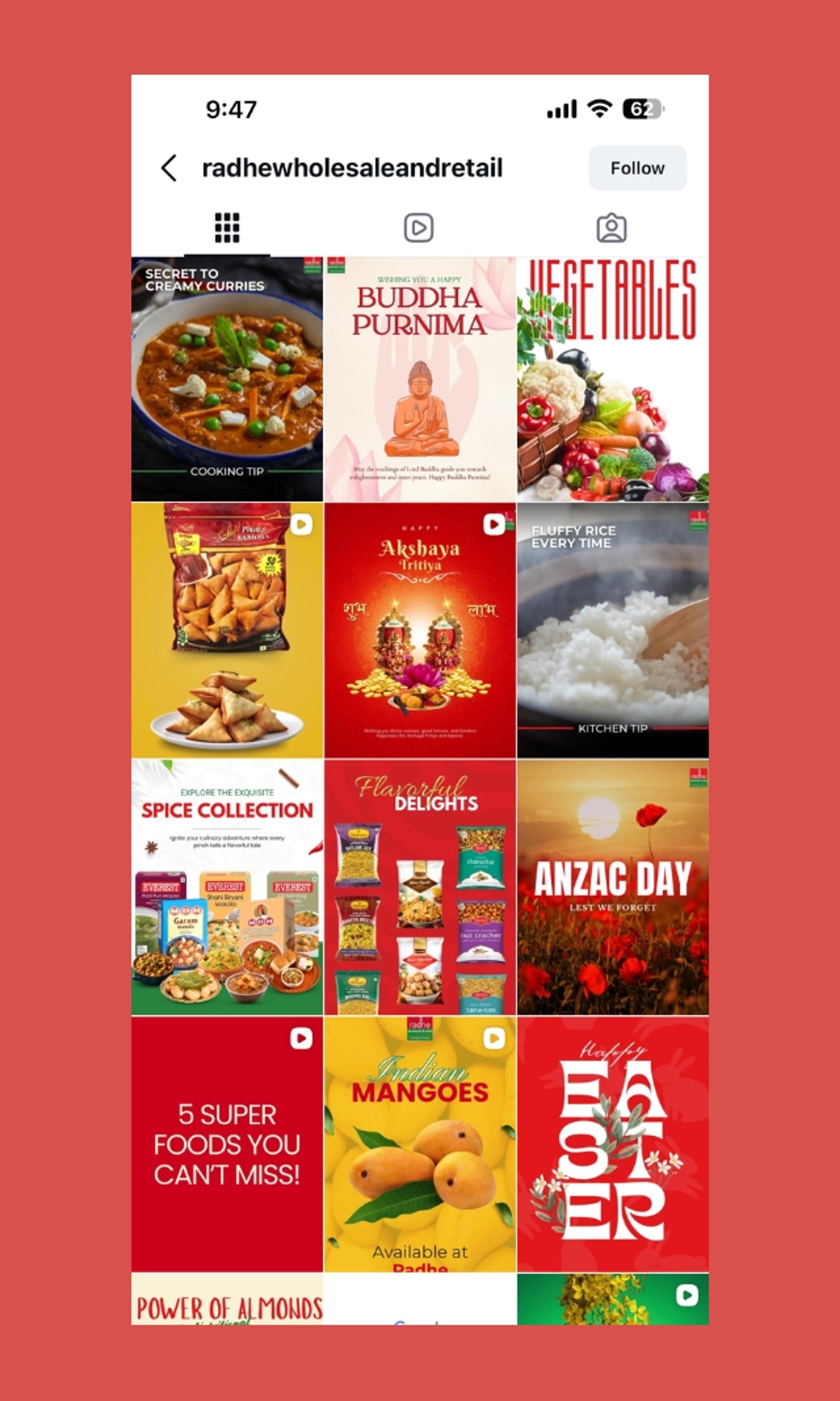 Radhe Wholesale Social Media grid