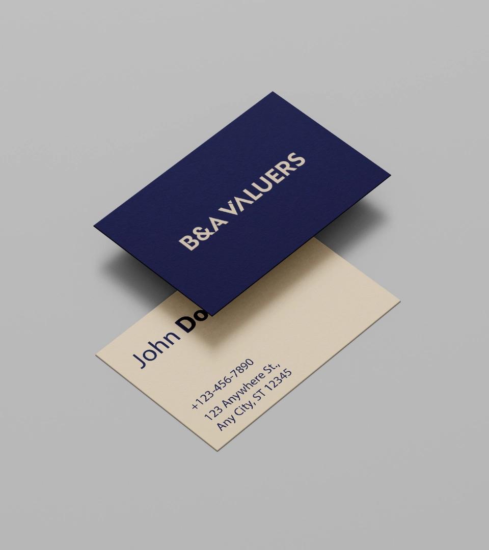 Business card for B&A Valuers