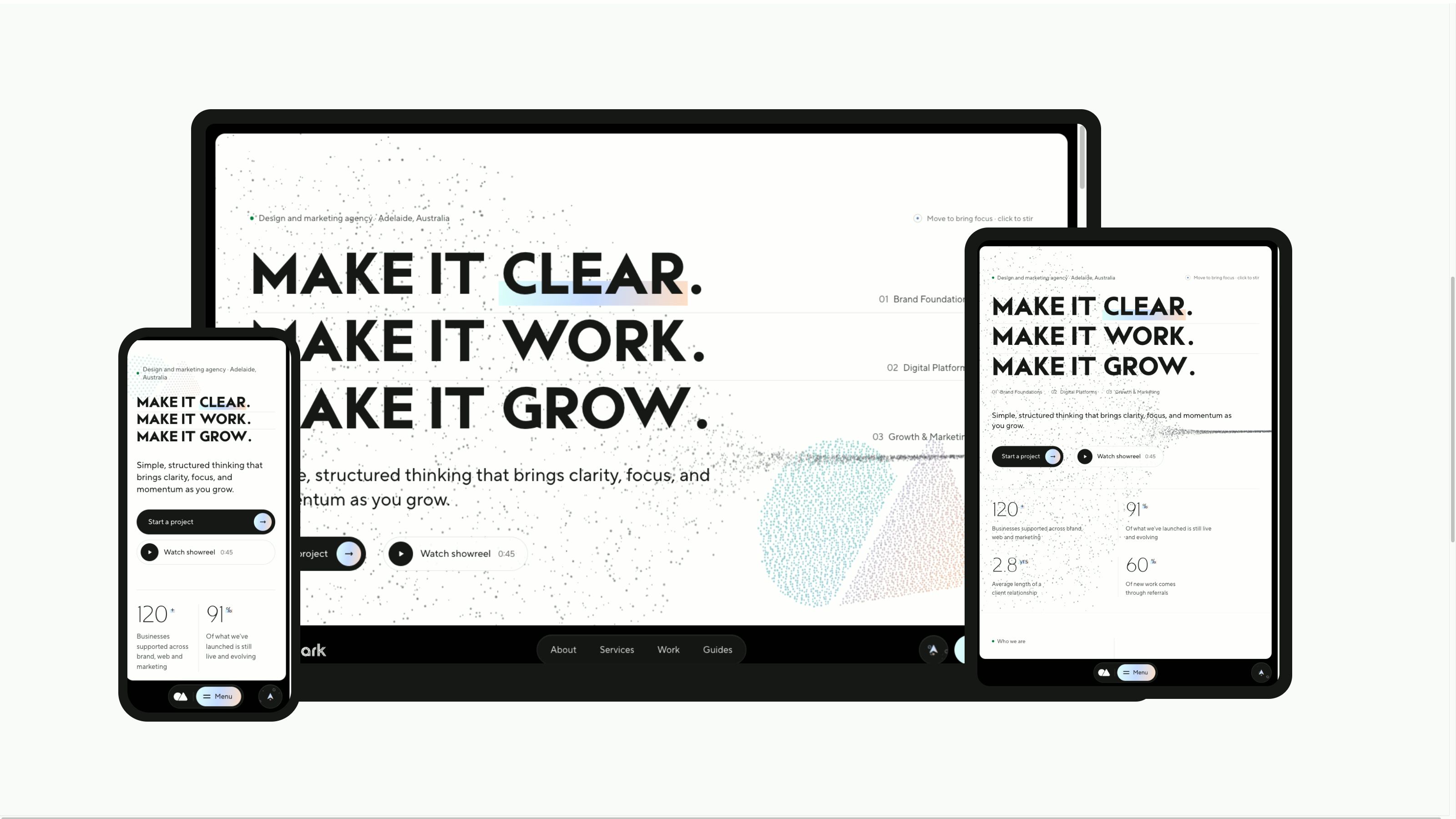 A website shown on laptop, tablet and phone