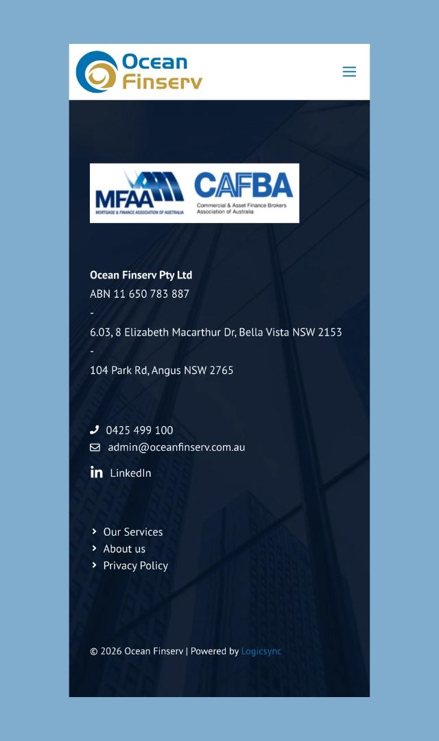 Ocean Finserv Mobile version Footer