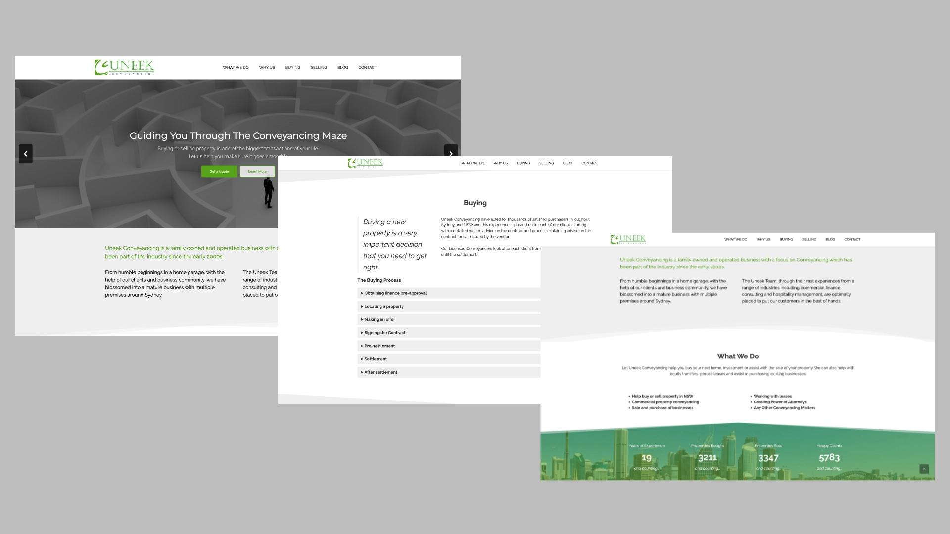 Uneek Conveyancing Webpage mockup