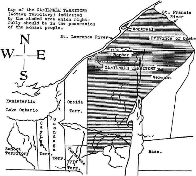 historic map depicting Mohawk Territory