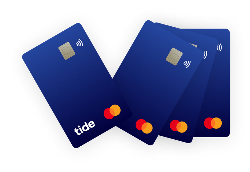 A collection of Tide banking cards/
