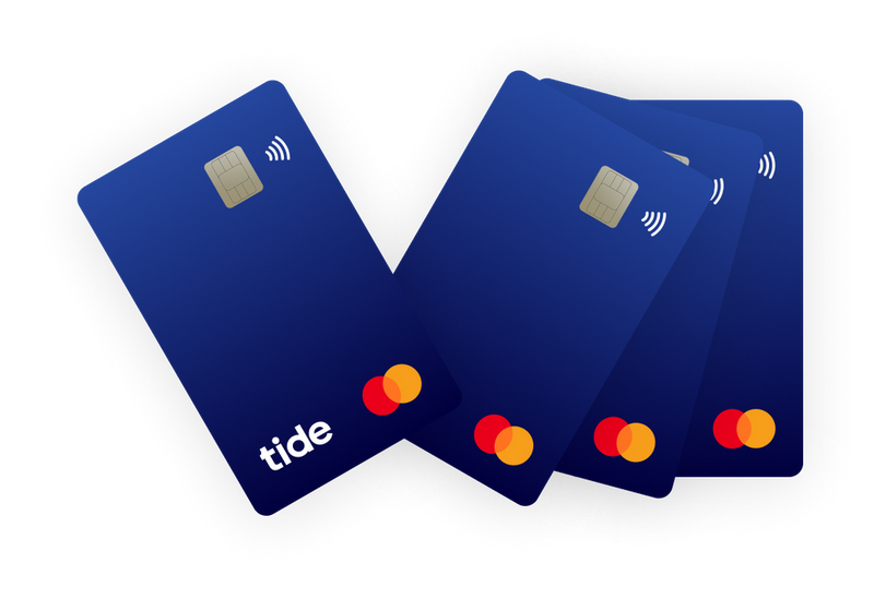 A collection of Tide banking cards/