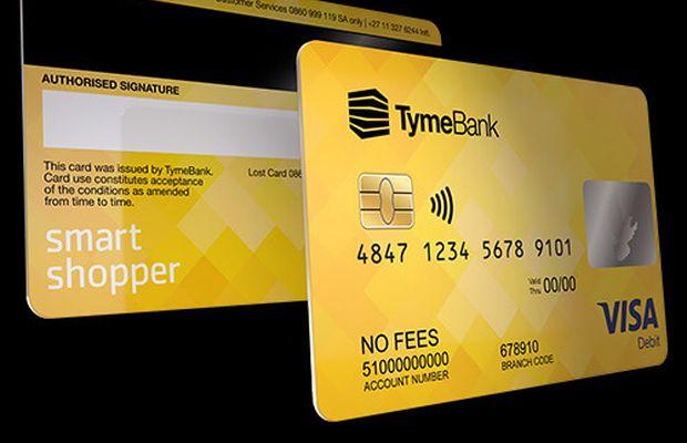Close up of TymeBank Visa debit card