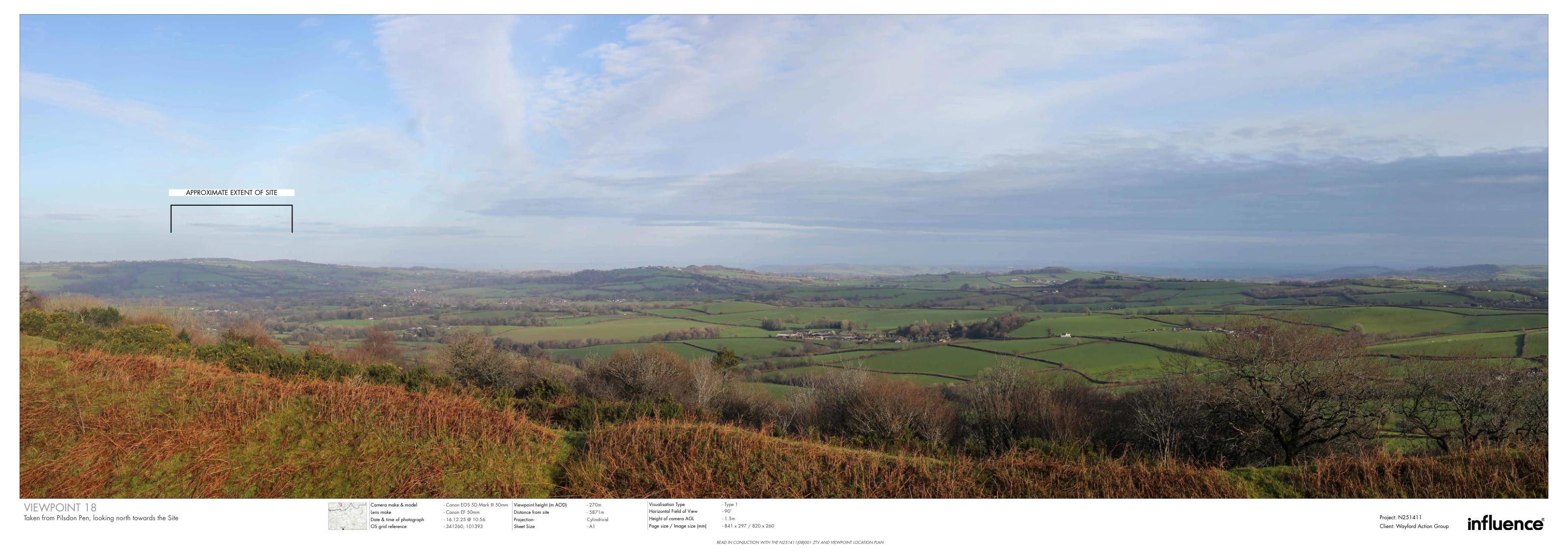 Landscape view from Pilsdon Pen towards the proposed Wayford Solar Farm site