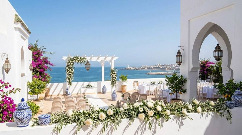 Elegant wedding venue in Tangier with Mediterranean-inspired decor