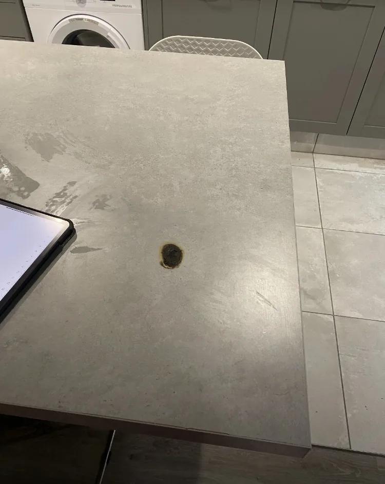 White bathtub with chip damage before on-site repair